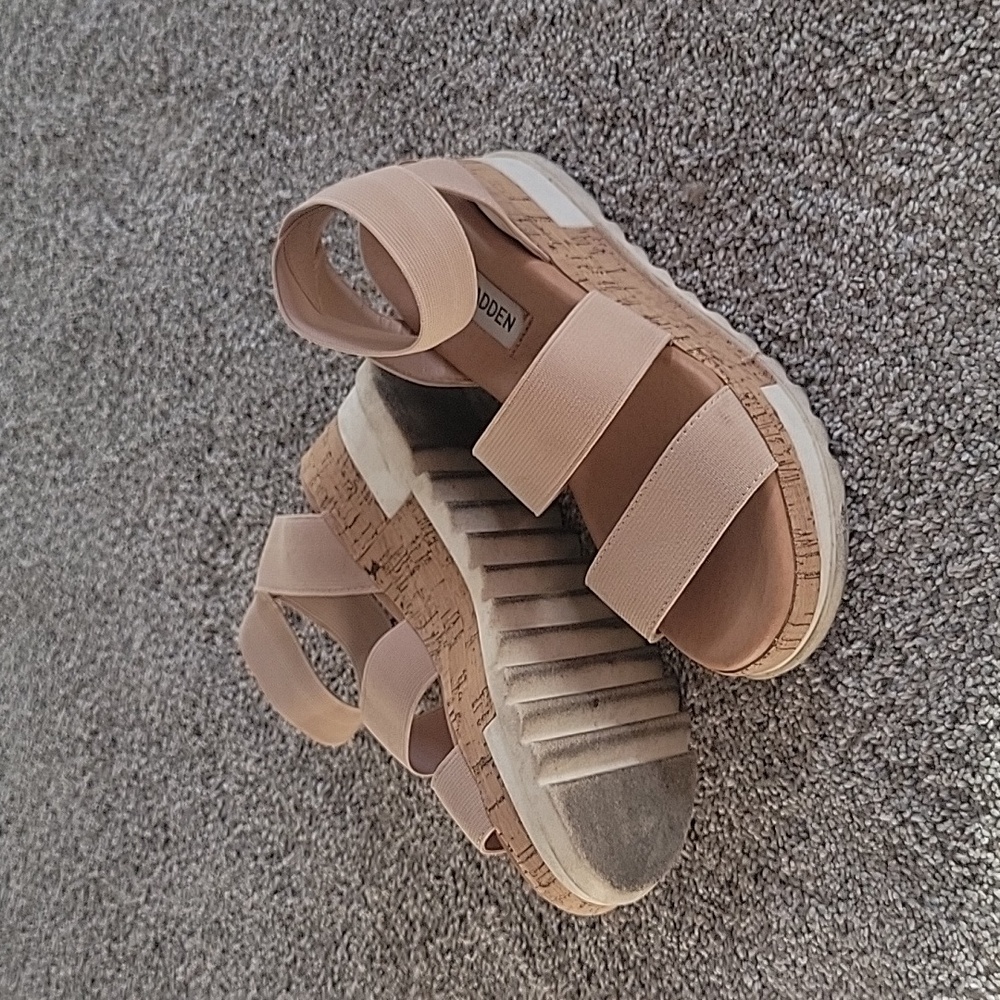 Steve Madden Pink Tan Platform Sandals